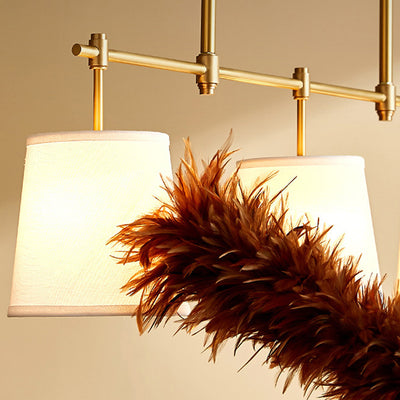 Lustre Contemporain Nordique en Tissu Cuivre à 3 Lumières pour Salle à Manger 