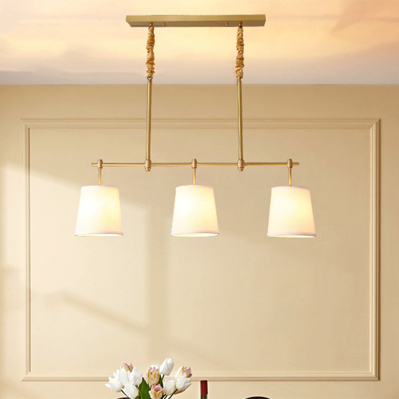 Lustre Contemporain Nordique en Tissu Cuivre à 3 Lumières pour Salle à Manger 