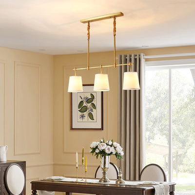 Lustre Contemporain Nordique en Tissu Cuivre à 3 Lumières pour Salle à Manger 