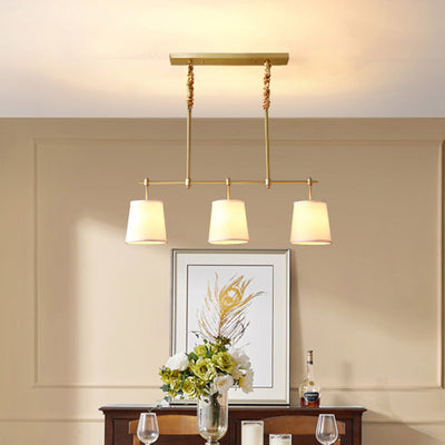 Lustre Contemporain Nordique en Tissu Cuivre à 3 Lumières pour Salle à Manger 