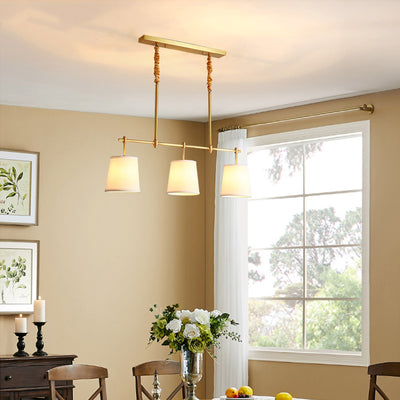 Lustre Contemporain Nordique en Tissu Cuivre à 3 Lumières pour Salle à Manger 