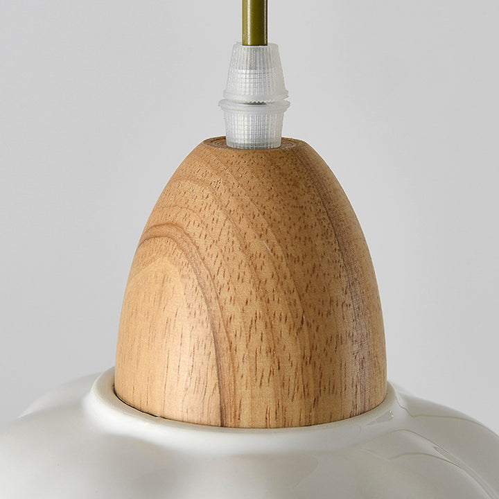 Suspension Ronde Traditionnelle Japonaise en Verre et Fer à 1 Lumière pour Salon 