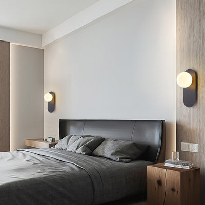 Contemporáneo Escandinavo Ovalado Hierro Vidrio Lámpara Aplique de Pared de 1 Luz Para Sala de Estar 