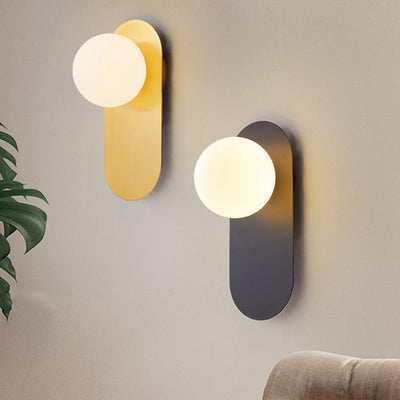Contemporáneo Escandinavo Ovalado Hierro Vidrio Lámpara Aplique de Pared de 1 Luz Para Sala de Estar 