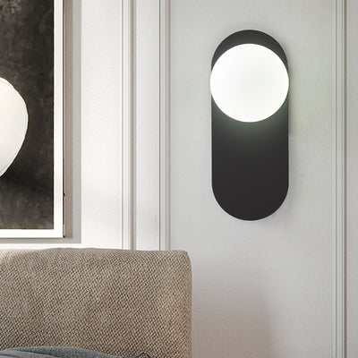 Contemporáneo Escandinavo Ovalado Hierro Vidrio Lámpara Aplique de Pared de 1 Luz Para Sala de Estar 