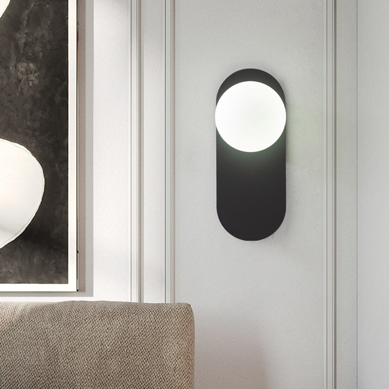 Contemporáneo Escandinavo Ovalado Hierro Vidrio Lámpara Aplique de Pared de 1 Luz Para Sala de Estar 