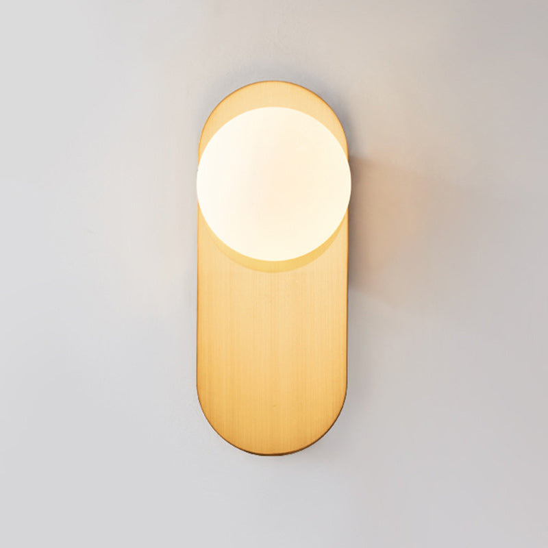 Contemporáneo Escandinavo Ovalado Hierro Vidrio Lámpara Aplique de Pared de 1 Luz Para Sala de Estar 