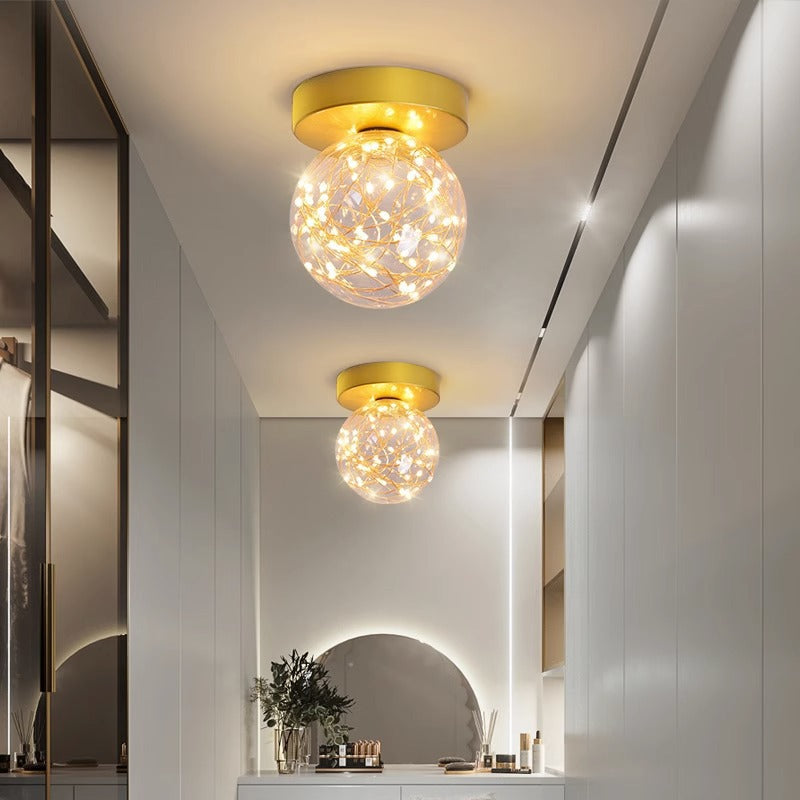 Zeitgenössische kreative Globus Eisen Glas LED Deckenleuchte für Wohnzimmer 