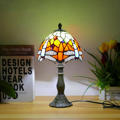 Traditional Tiffany Dome Iron Glass 1-Light Table Lamp For Living Room