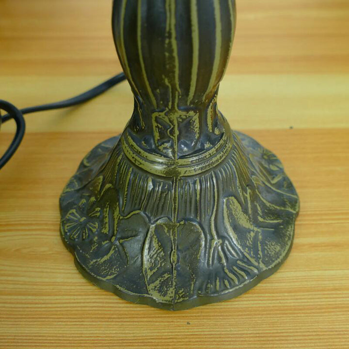 Traditionelle Tiffany-Kuppel aus Eisen und Glas, 1-flammige Tischlampe für das Wohnzimmer 