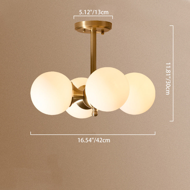 Zeitgenössische Luxus-Globus-Kupferglas-Deckenleuchte mit 4 Leuchten für das Wohnzimmer 