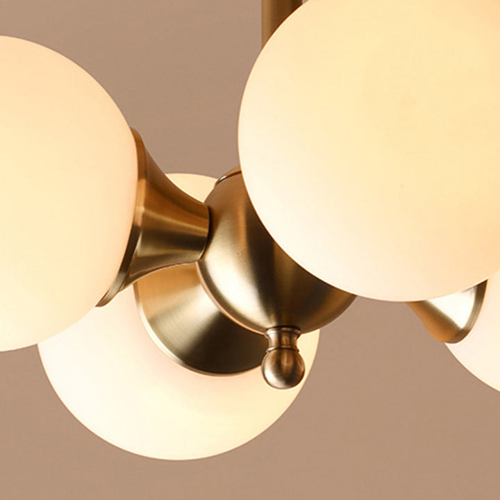 Zeitgenössische Luxus-Globus-Kupferglas-Deckenleuchte mit 4 Leuchten für das Wohnzimmer 