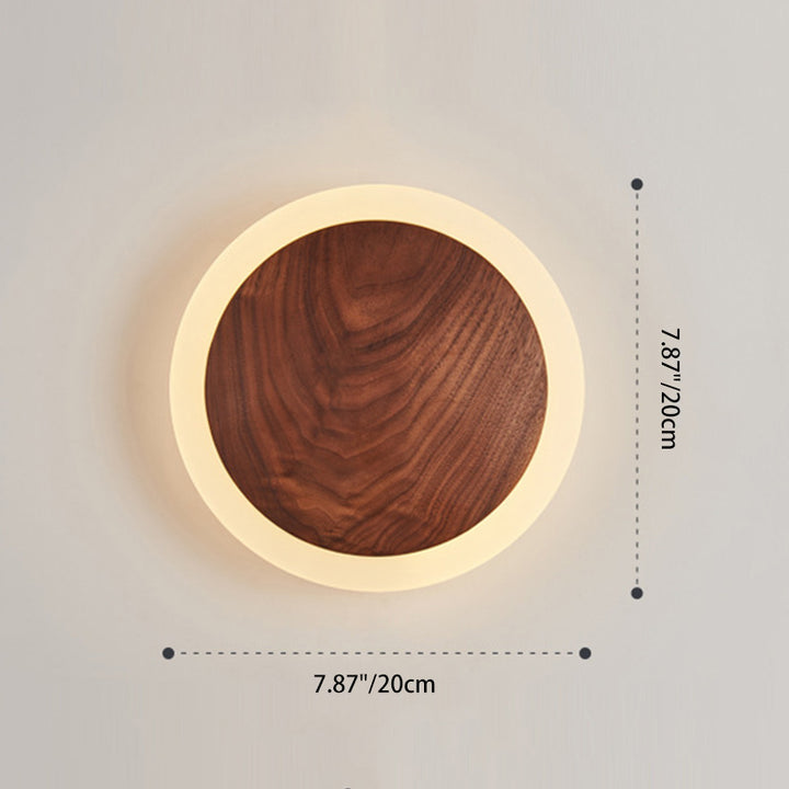 Lampe murale en acrylique LED ronde en bois nordique contemporaine pour salon 