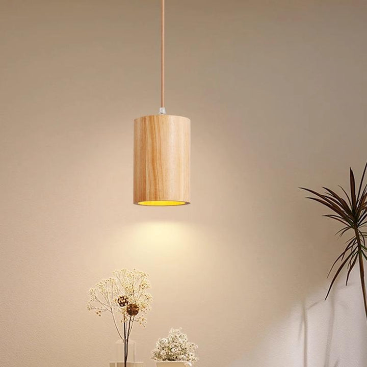 Traditionelle japanische Holzsäule 1-Licht Pendelleuchte für Wohnzimmer 