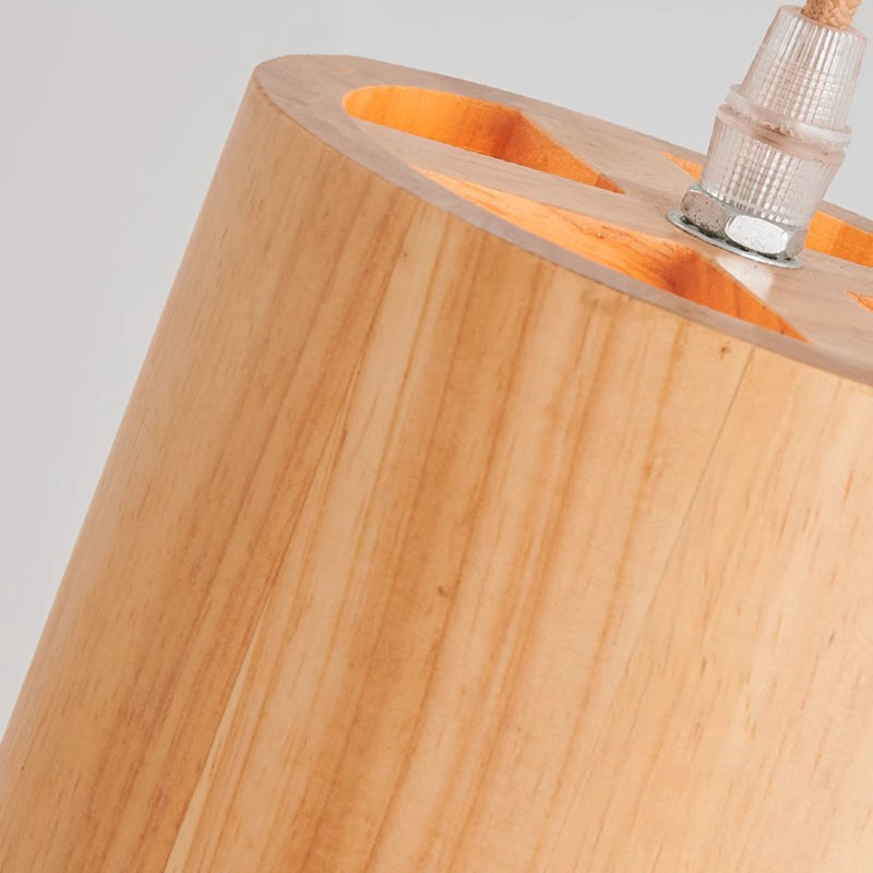 Traditional Japanese Column Wood 1-Light Pendant Light For Living Room