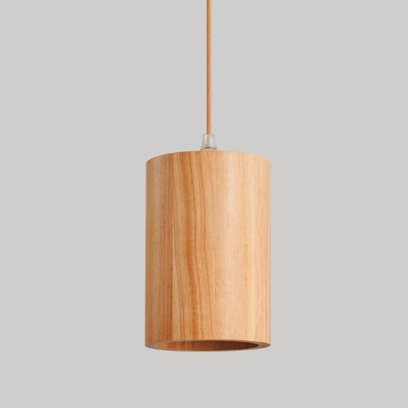 Traditional Japanese Column Wood 1-Light Pendant Light For Living Room