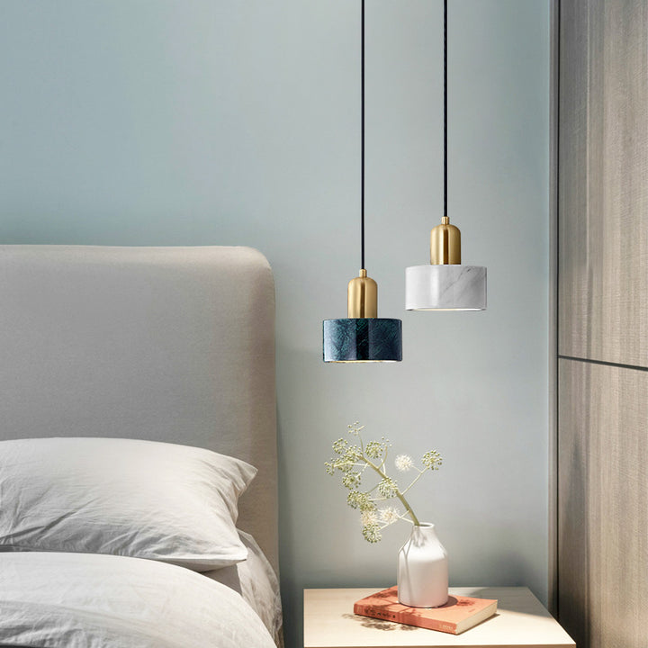 Suspension contemporaine scandinave en cuivre et marbre à 1 lumière pour salon 