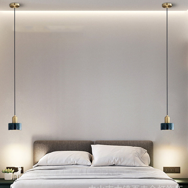 Suspension contemporaine scandinave en cuivre et marbre à 1 lumière pour salon 