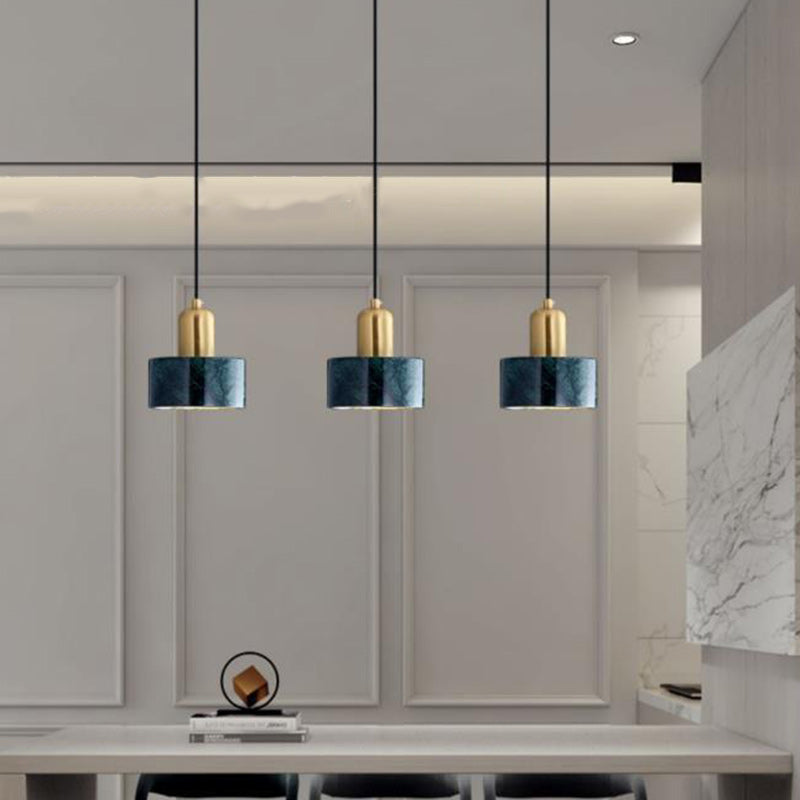 Suspension contemporaine scandinave en cuivre et marbre à 1 lumière pour salon 