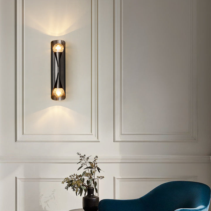 Applique Murale à 2 Lumières en Cuivre Colonne Minimaliste Moderne pour Salon 