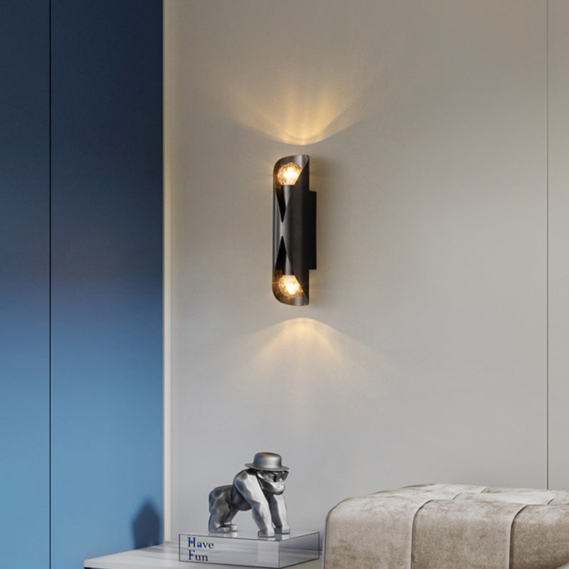 Applique Murale à 2 Lumières en Cuivre Colonne Minimaliste Moderne pour Salon 