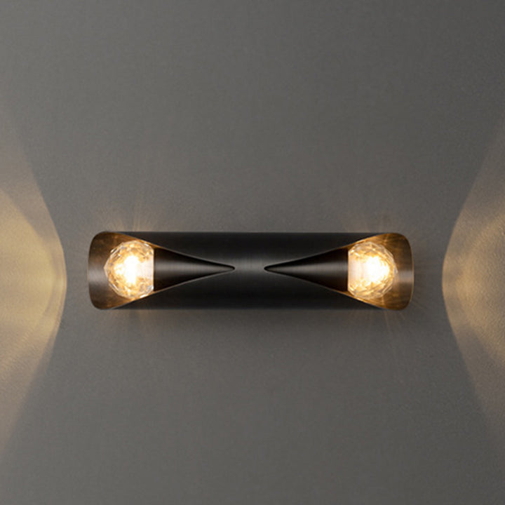 Applique Murale à 2 Lumières en Cuivre Colonne Minimaliste Moderne pour Salon 