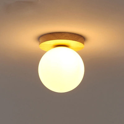 Moderne minimalistische Globus Holz Glas 1-Flammen Deckenleuchte für das Wohnzimmer 