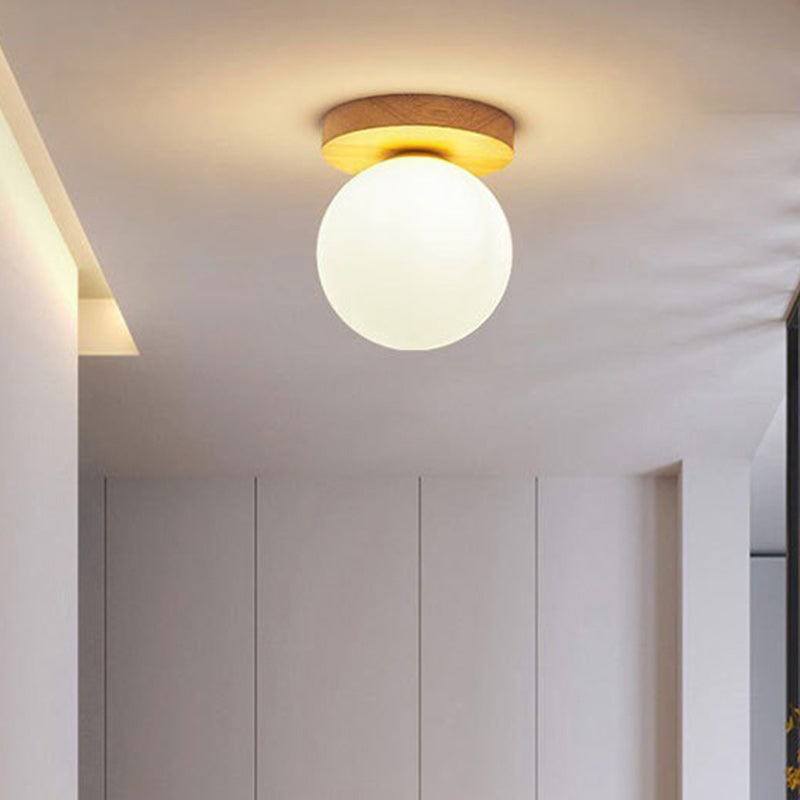 Moderne minimalistische Globus Holz Glas 1-Flammen Deckenleuchte für das Wohnzimmer 