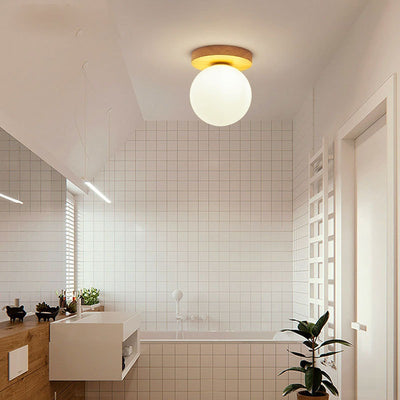 Moderne minimalistische Globus Holz Glas 1-Flammen Deckenleuchte für das Wohnzimmer 