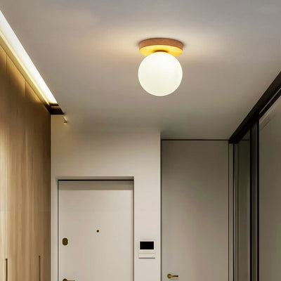 Moderne minimalistische Globus Holz Glas 1-Flammen Deckenleuchte für das Wohnzimmer 
