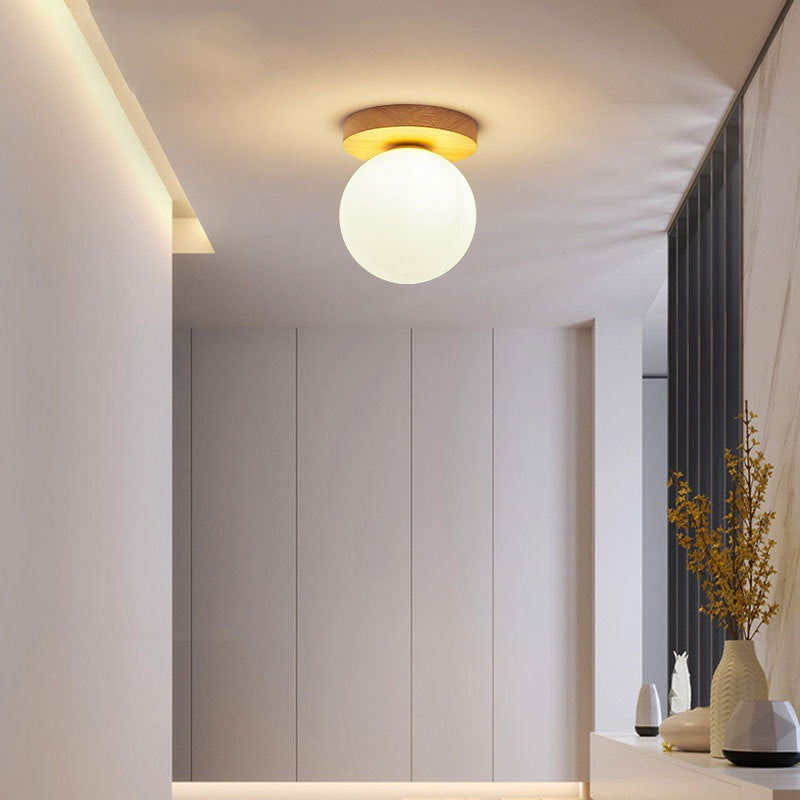 Moderne minimalistische Globus Holz Glas 1-Flammen Deckenleuchte für das Wohnzimmer 