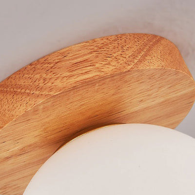 Moderne minimalistische Globus Holz Glas 1-Flammen Deckenleuchte für das Wohnzimmer 