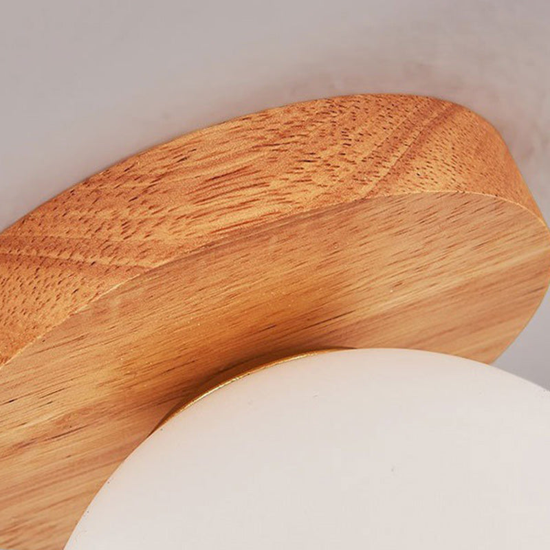 Moderne minimalistische Globus Holz Glas 1-Flammen Deckenleuchte für das Wohnzimmer 