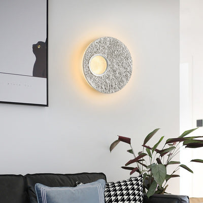 Aplique de Pared LED de Resina de Hierro Redondo Escandinavo Contemporáneo para Sala de Estar 