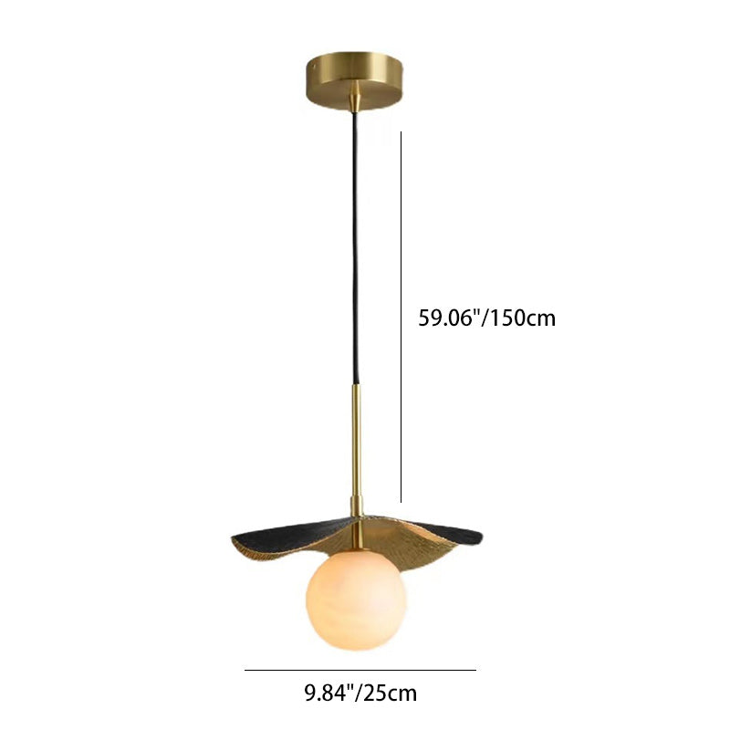 Zeitgenössische Luxus-Globus-Kupfer-Stein 1-Licht Pendelleuchte für Wohnzimmer 