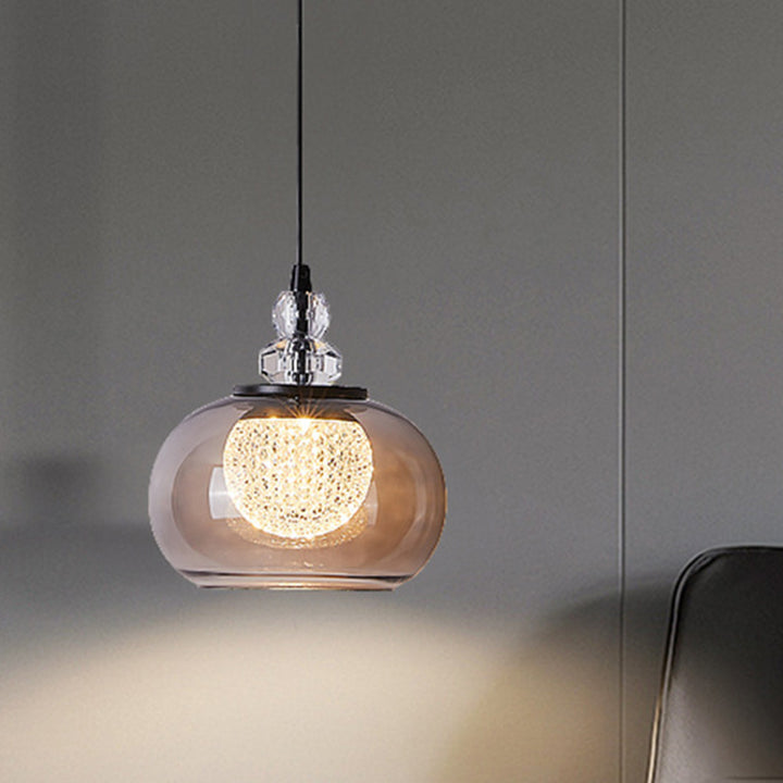 Lustre à LED en verre et fer ovale de luxe contemporain pour salon 