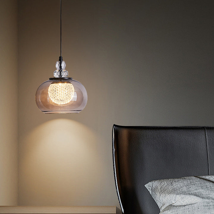 Lustre à LED en verre et fer ovale de luxe contemporain pour salon 