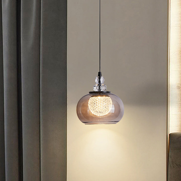 Lustre à LED en verre et fer ovale de luxe contemporain pour salon 