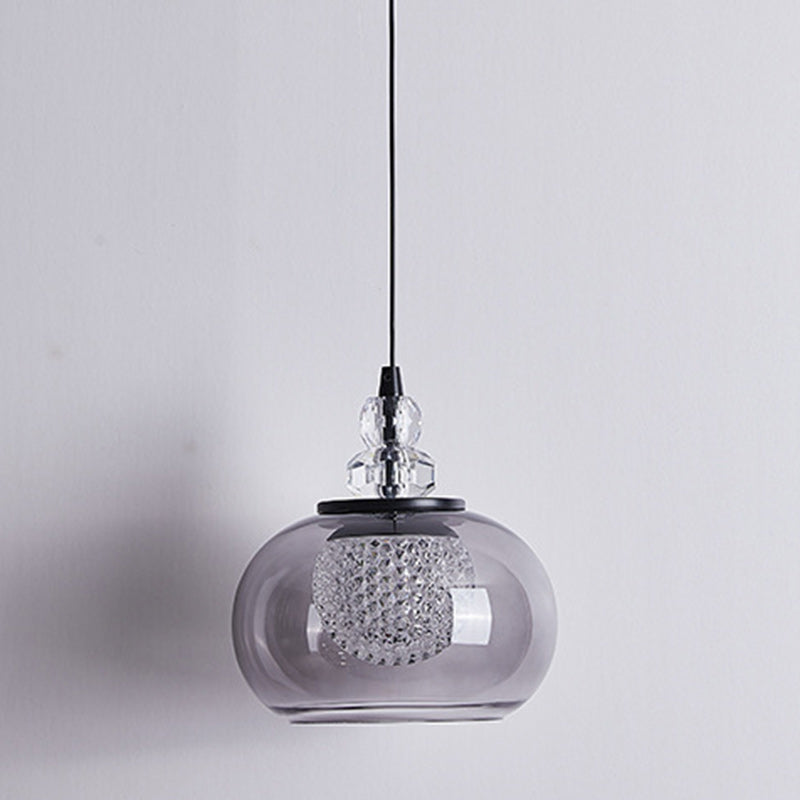 Lustre à LED en verre et fer ovale de luxe contemporain pour salon 