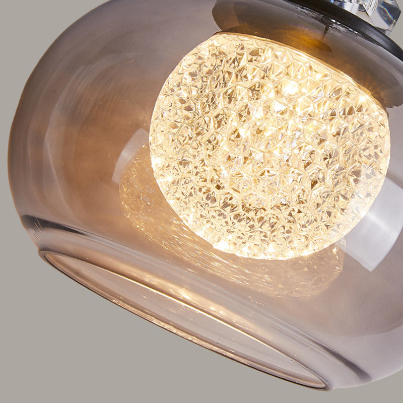 Lustre à LED en verre et fer ovale de luxe contemporain pour salon 