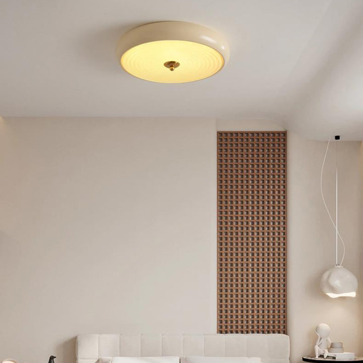 Lámpara de Techo Empotrada LED de Vidrio y Hierro Redondo Tradicional Francesa para Sala de Estar 