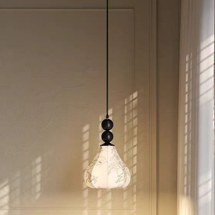 Traditional French Oval Iron Fabric 1-Light Pendant Light For Living Room