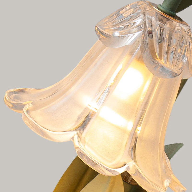 Zeitgenössische skandinavische Blumen Eisen Holz Glas 1-Licht Schmelzwachs Tischlampe für Wohnzimmer 