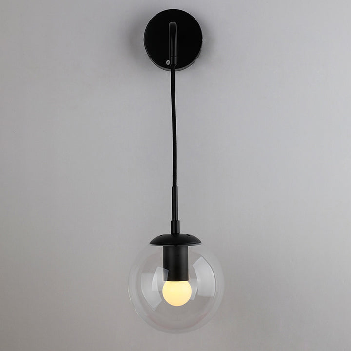 Modern Minimalist Globe Iron Glass 1-Light Wall Sconce Lamp For Living Room