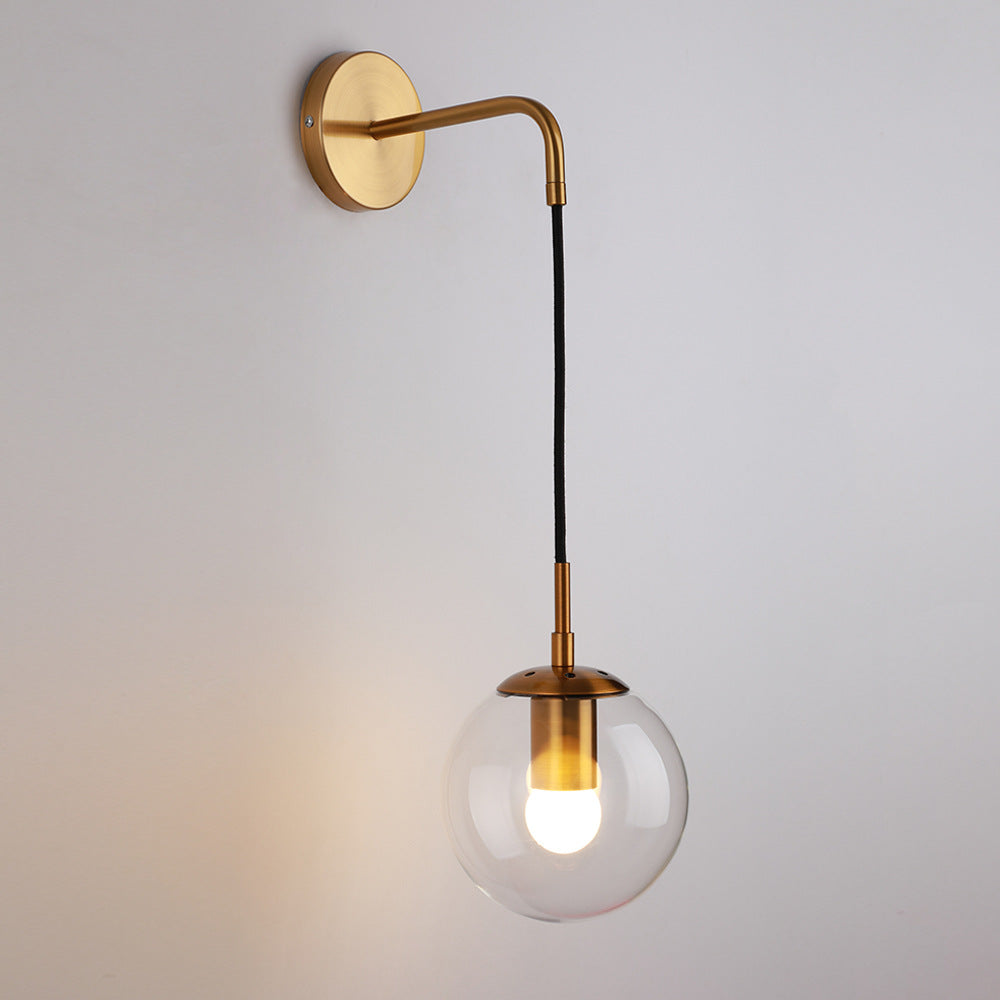 Modern Minimalist Globe Iron Glass 1-Light Wall Sconce Lamp For Living Room