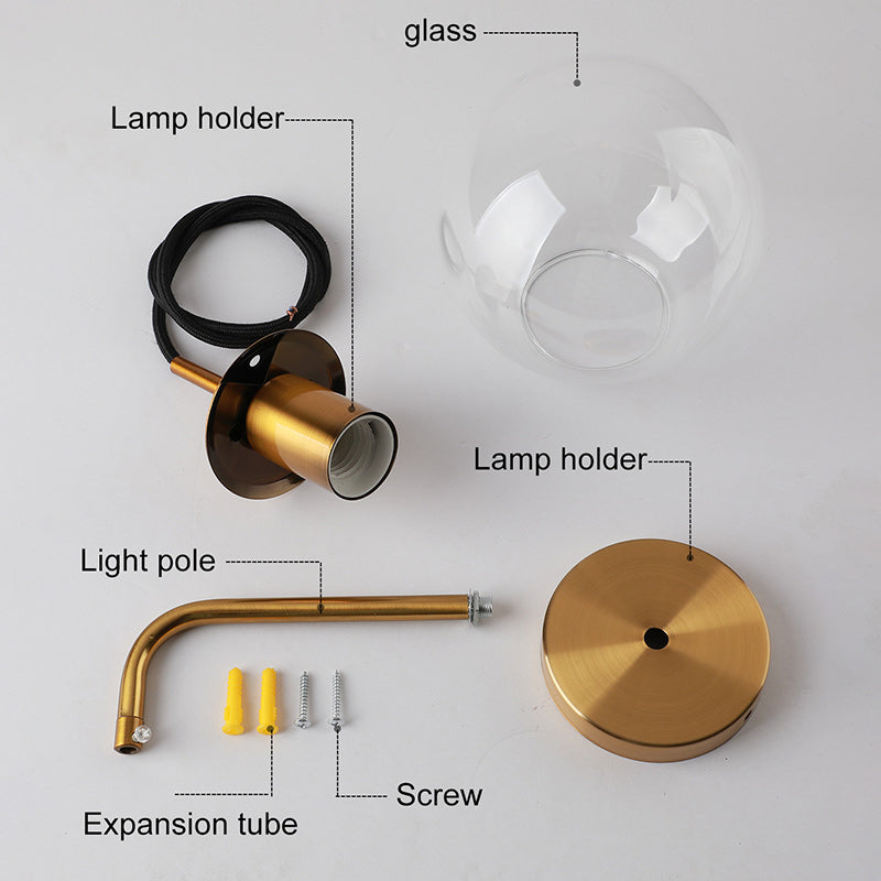 Modern Minimalist Globe Iron Glass 1-Light Wall Sconce Lamp For Living Room