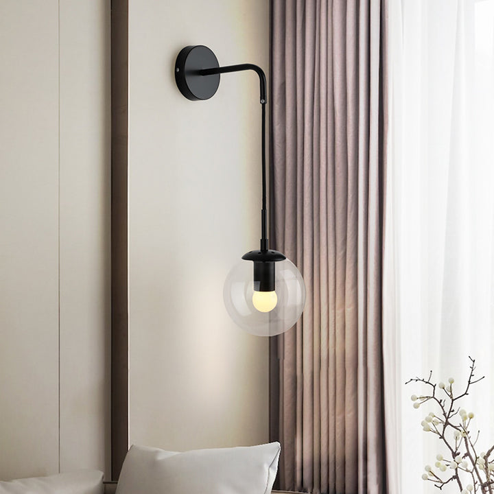 Modern Minimalist Globe Iron Glass 1-Light Wall Sconce Lamp For Living Room