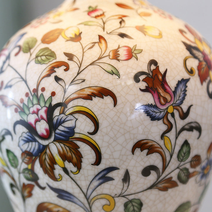 Lampe de table 1 lumière en tissu céramique fer tambour chinois traditionnel pour salon 