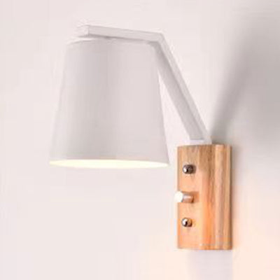 Moderne minimalistische Trommel Holz Glas 1-Licht Wandleuchte für Wohnzimmer 
