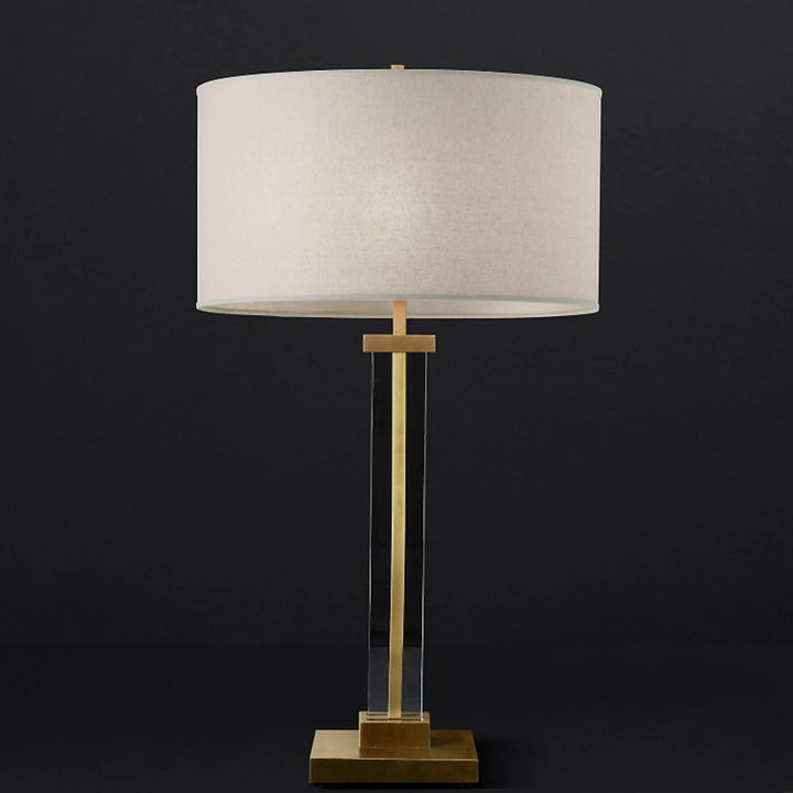 Lampe de table moderne de luxe en cuivre avec abat-jour en tissu à 1 lumière pour salon 
